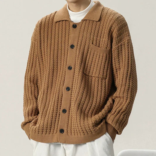Thorbjörn Lång Oversized Kofta – Trendig Stickad Streetwear för Herrar