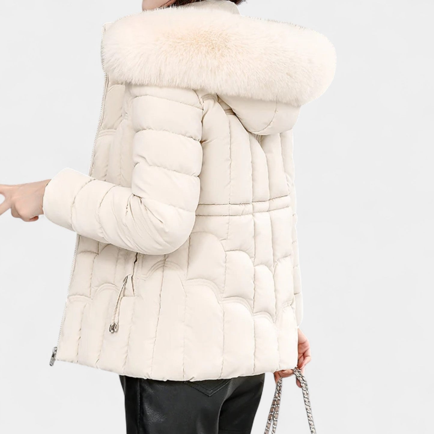 Elodie | Elegant Parkas med Fuskpäls och Justerbar Midja