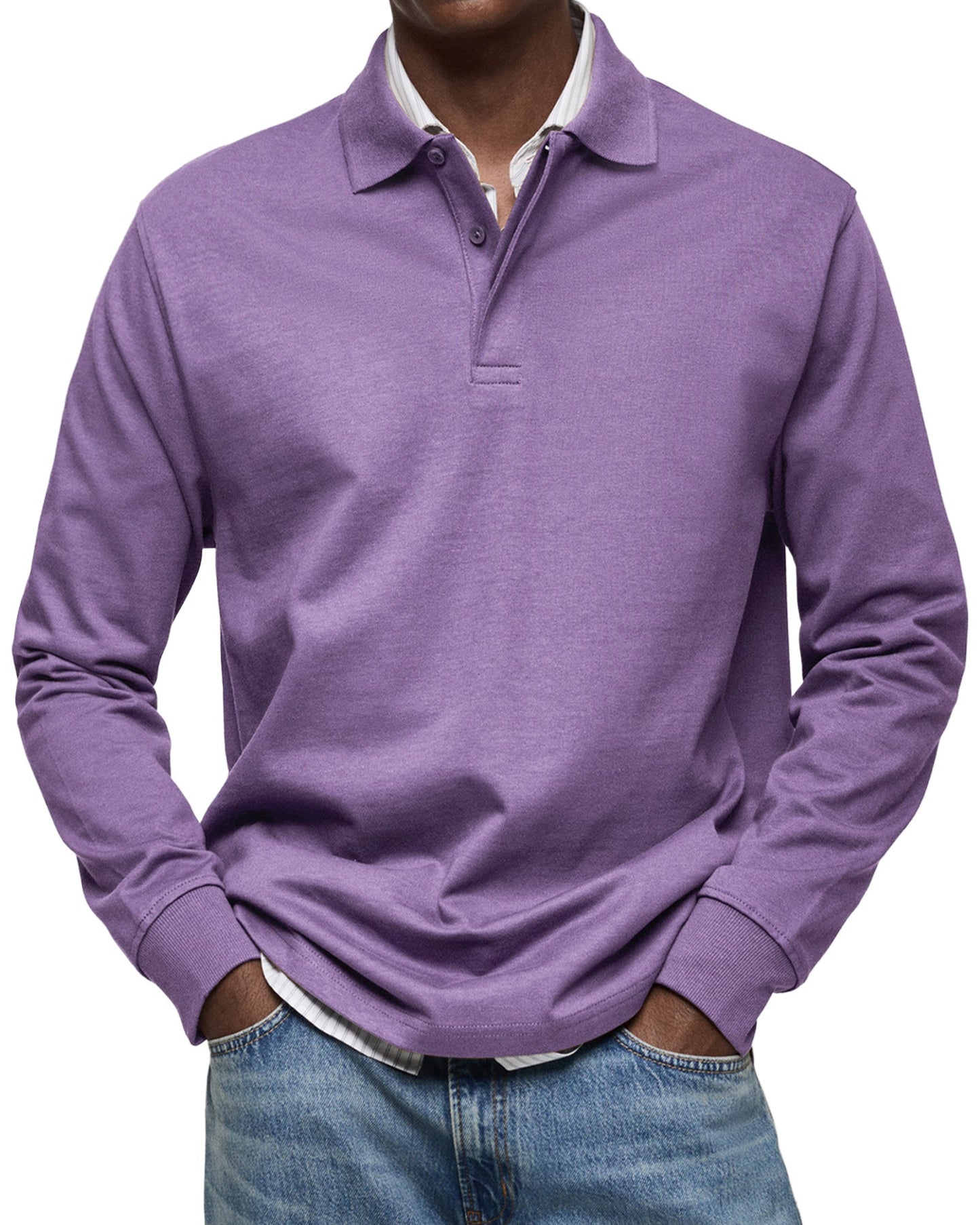 Emil | Long-sleeved polo shirt with buttoned collar