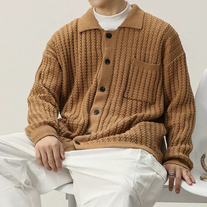 Thorbjörn Lång Oversized Kofta – Trendig Stickad Streetwear för Herrar