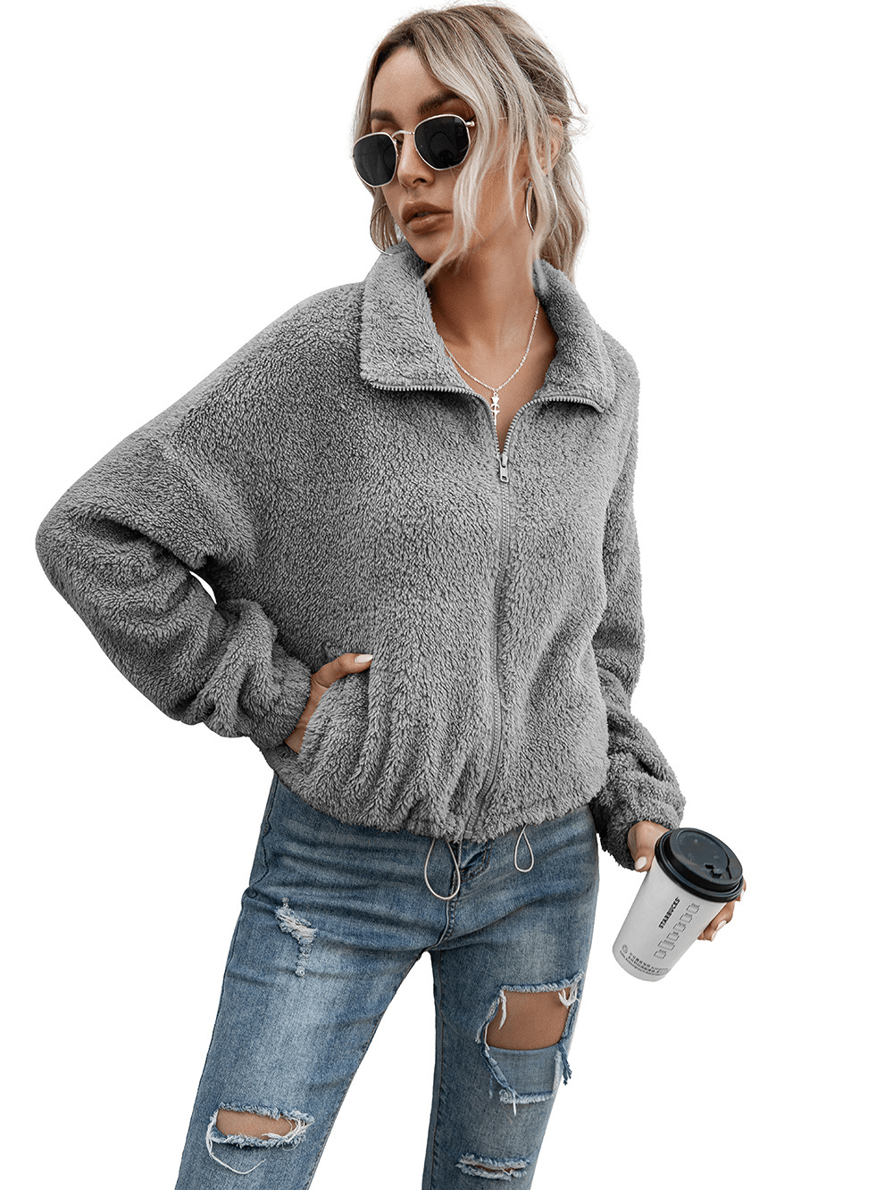 Briony Zip-Up Jakke til Kvinder – Afslappet Moderne Vinterfrakke