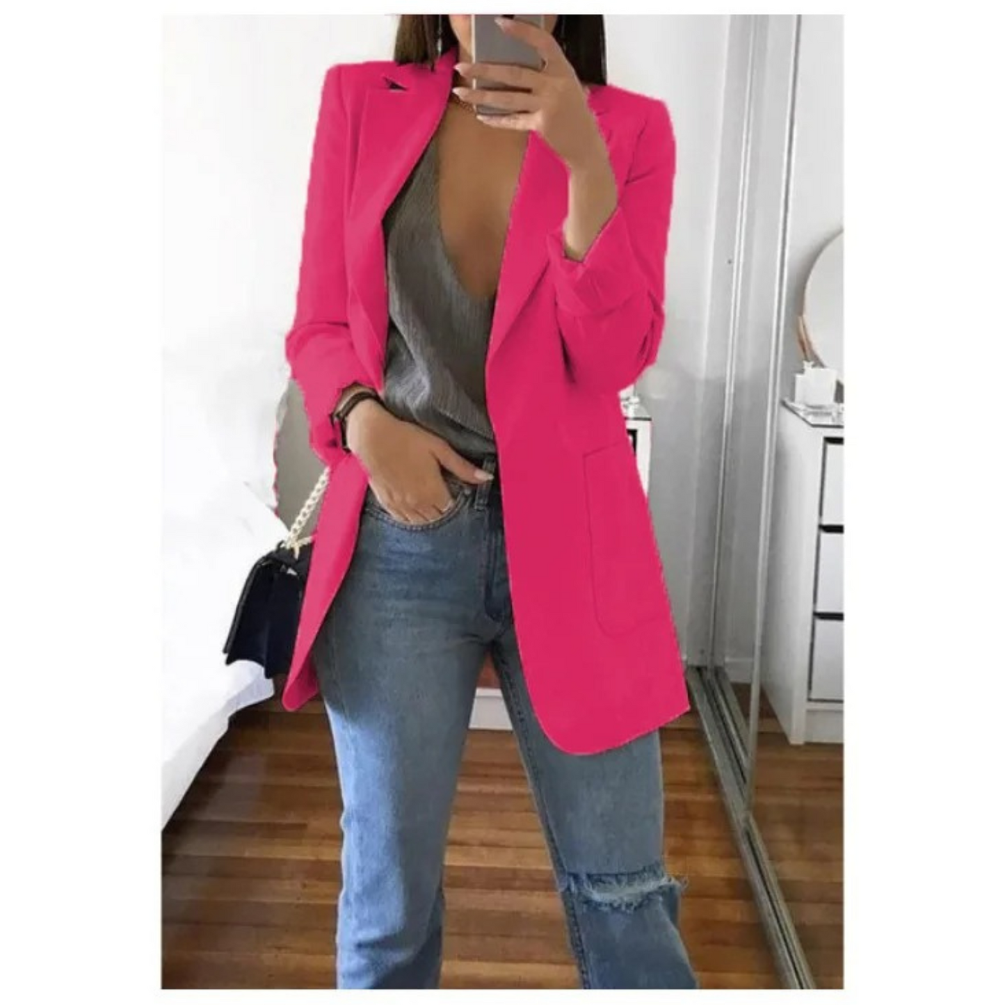 INES | Long Blazer in Sophisticated Khaki