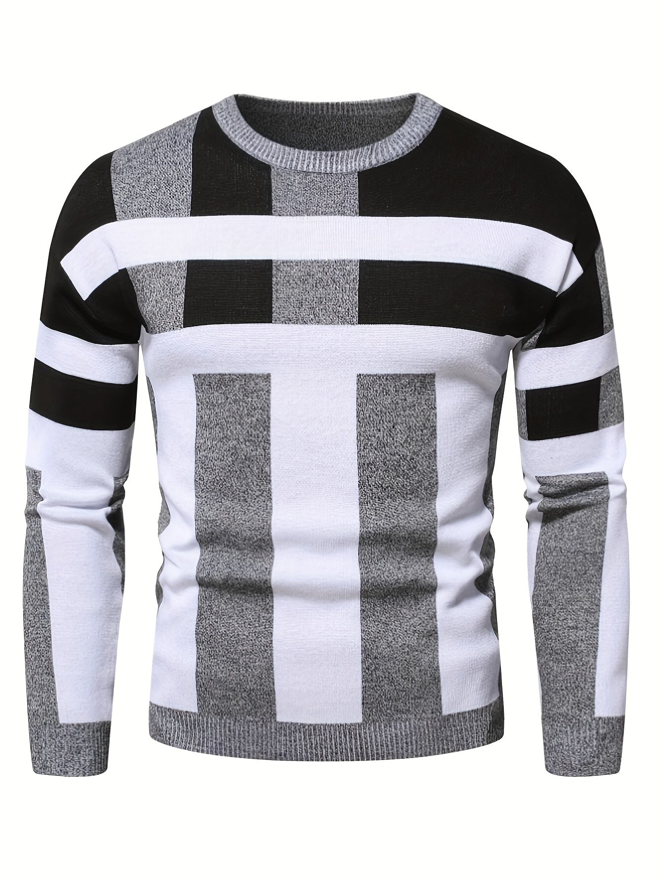 Peder Tröja med Linjär Design – Modern Herrtröja i Stickad Stil