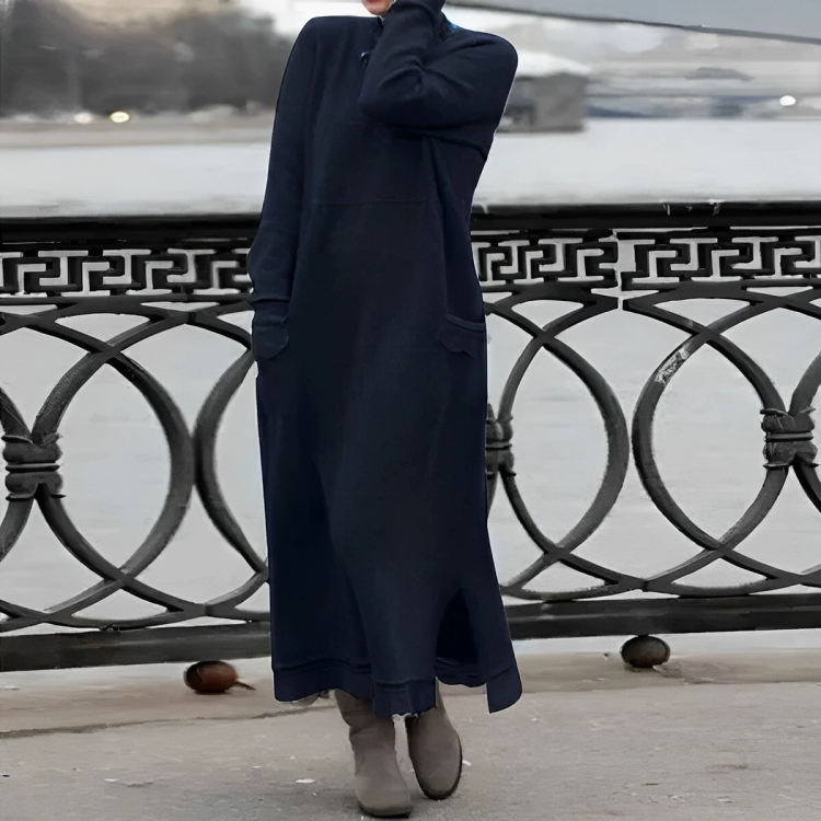 Virella Dame Strikkekjole – Afslappet og Stilfuld Elegance