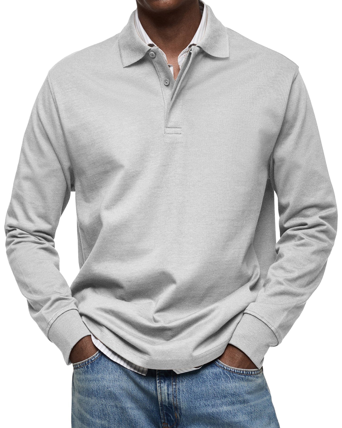 Emil | Long-sleeved polo shirt with buttoned collar
