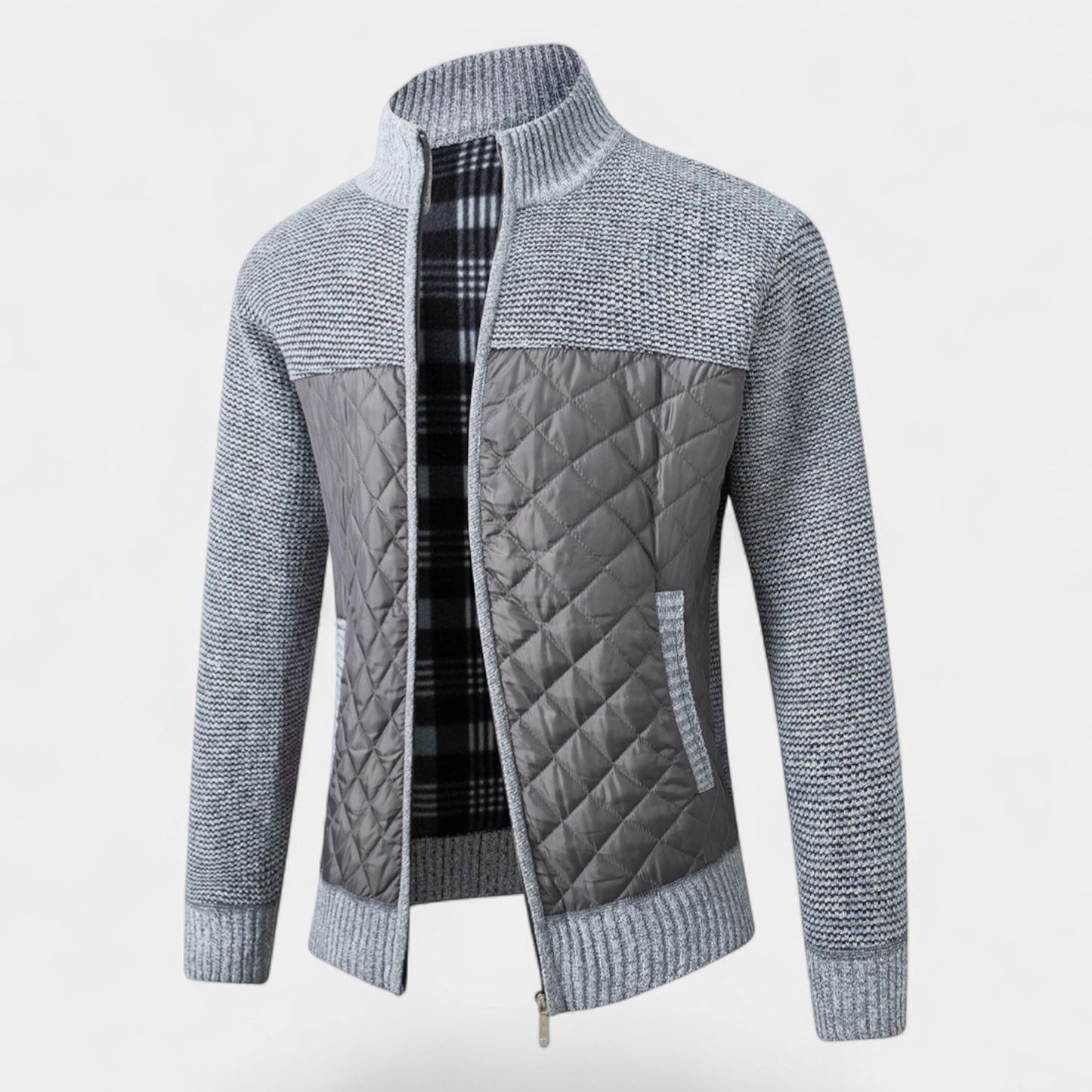 Aurel Quilted Men's Jacket – Knitted Cardigan Look