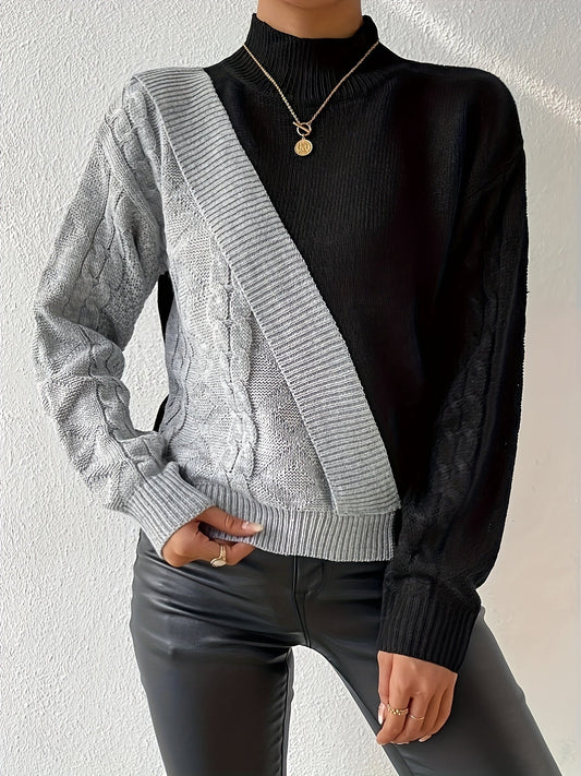 Solveig Stand-up Collar Sweater – Elegant Strikket Dametrøje