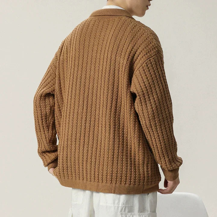 Thorbjörn Lång Oversized Kofta – Trendig Stickad Streetwear för Herrar