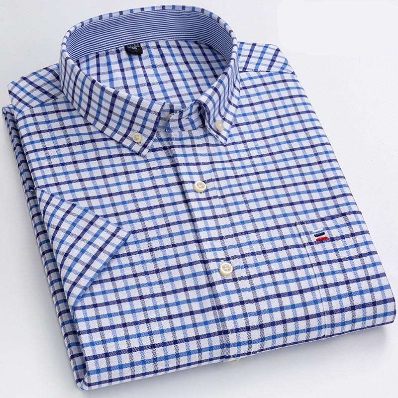 LEO | Short-sleeved Men's Shirt in Classic Checked Cotton Fabric