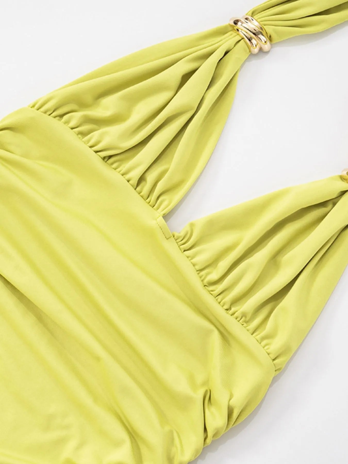 Delina | Wrap dress in mini length with halterneck & ruching