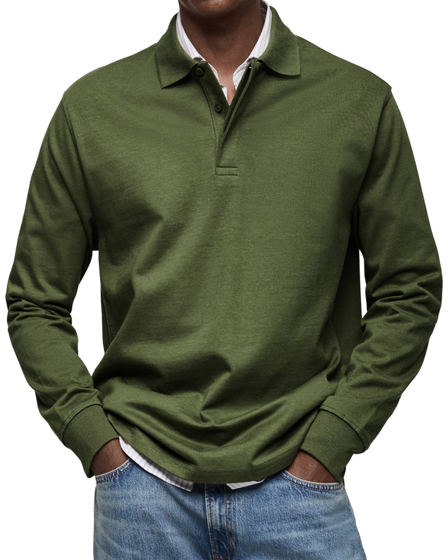 Emil | Long-sleeved polo shirt with buttoned collar