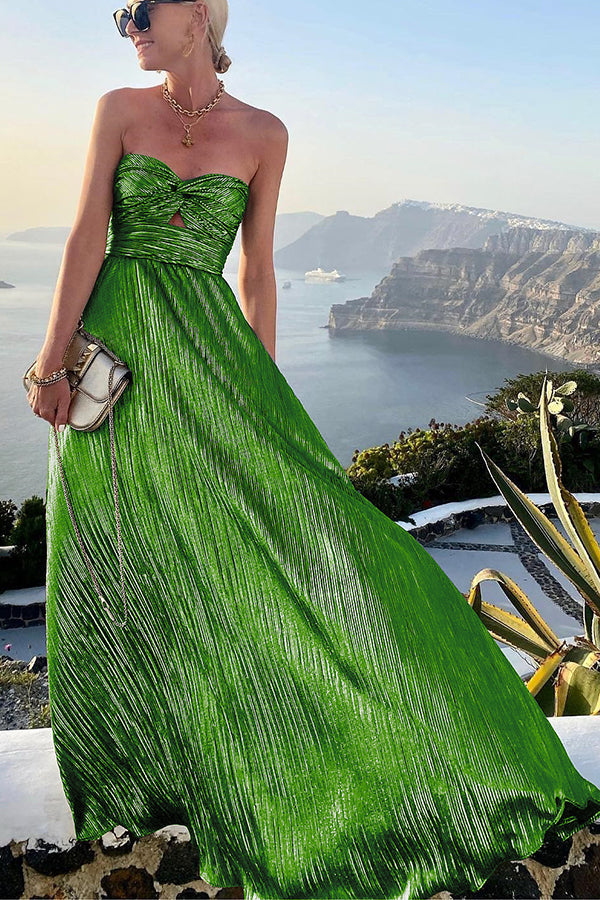 Elvira | Strapless Evening Dress with Sweetheart Neckline & Shiny Pleats