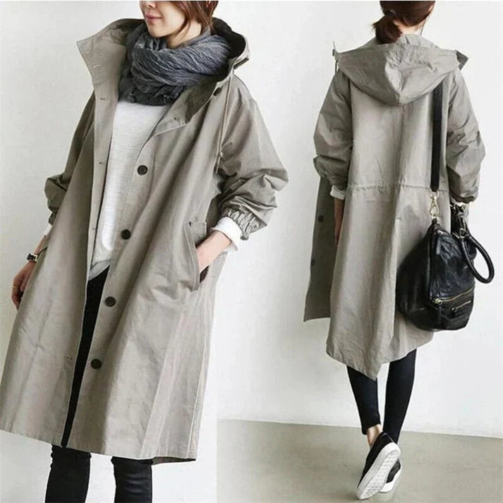 Saga | Overdimensioneret trenchcoat med hætte og lommer