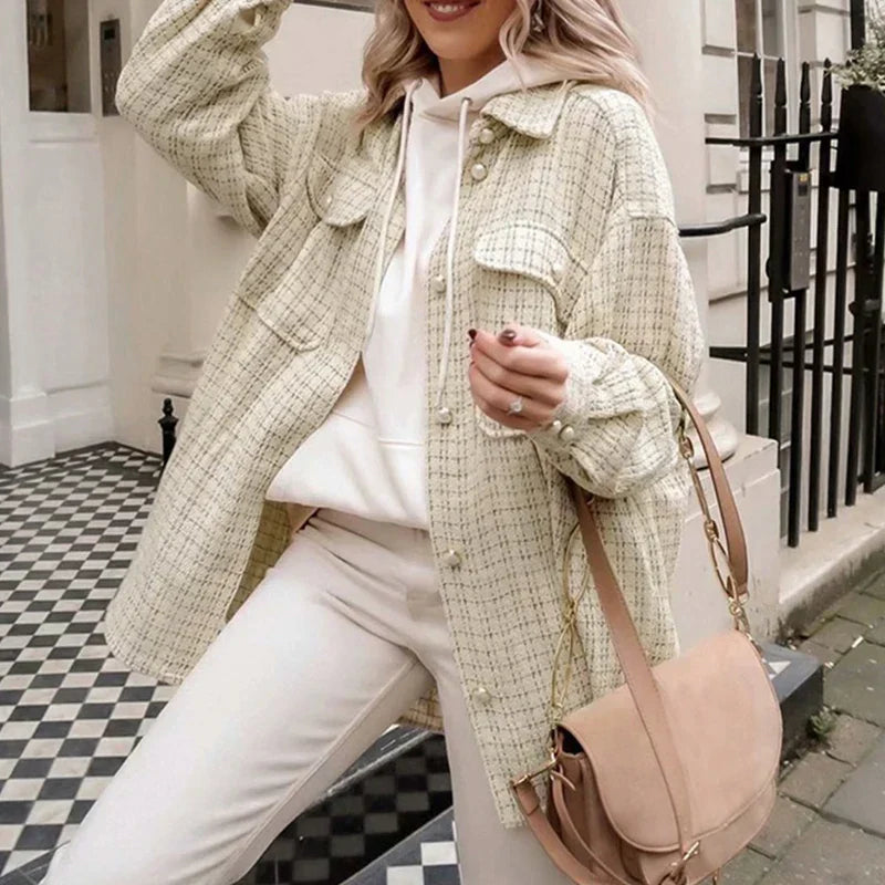 Célestea Chic Kappa with Pearl Buttons – Stylish Women's Outerwear