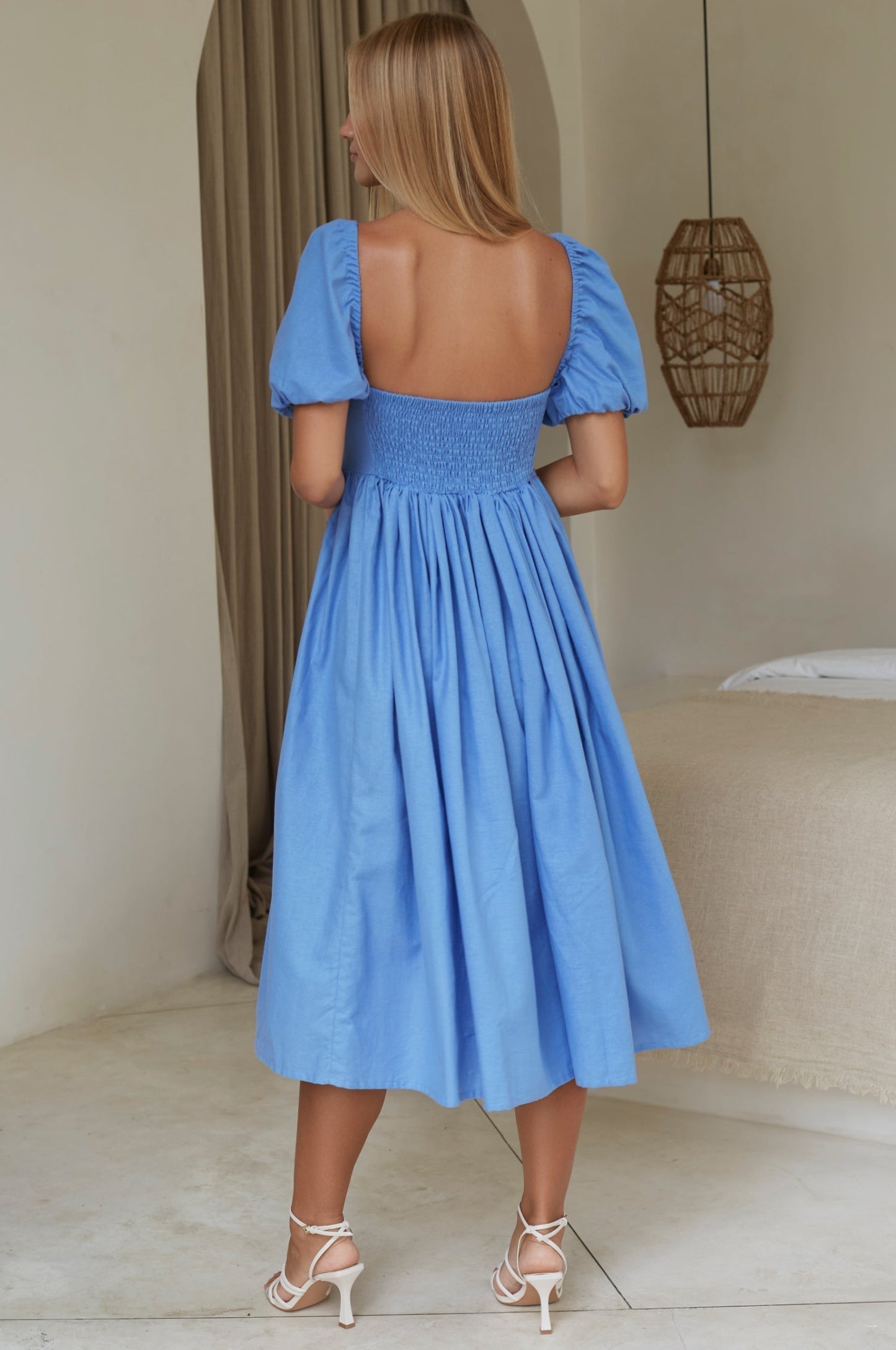 Adelisse | Romantic Midi Dress in 100% Linen