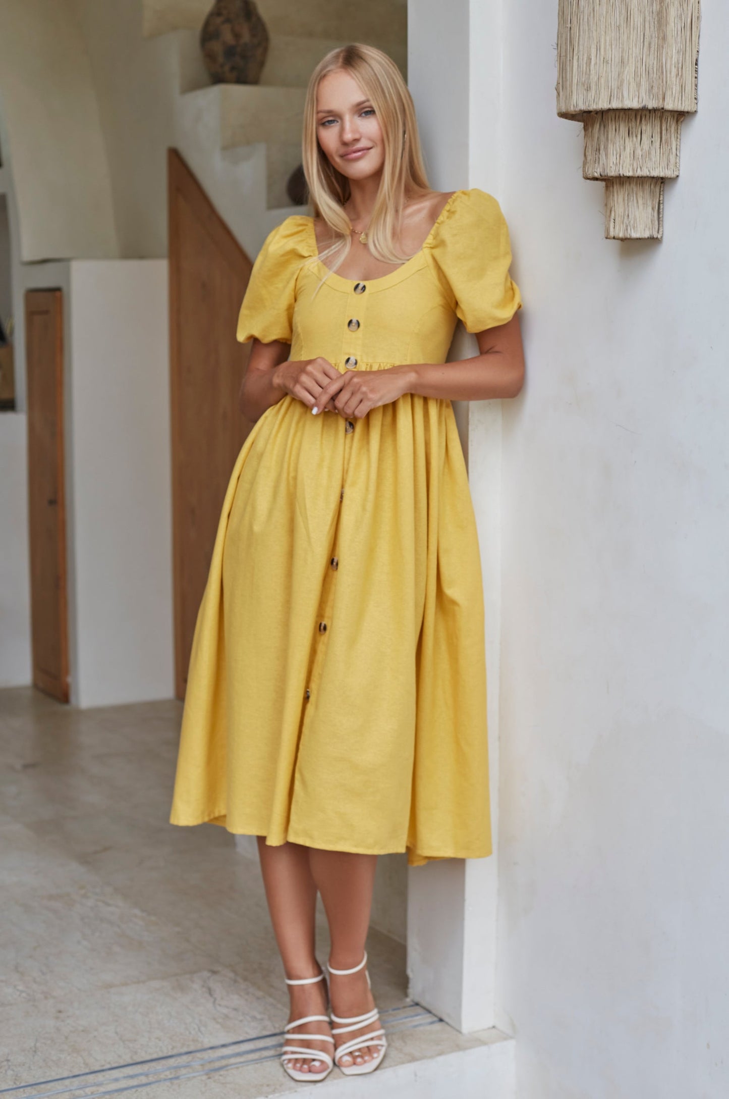 Adelisse | Romantic Midi Dress in 100% Linen
