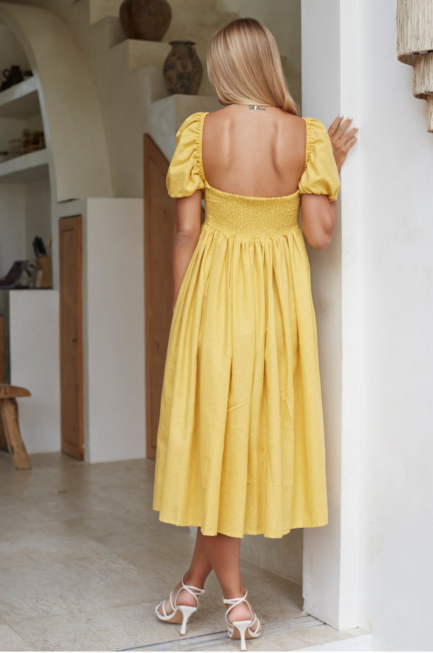 Adelisse | Romantic Midi Dress in 100% Linen