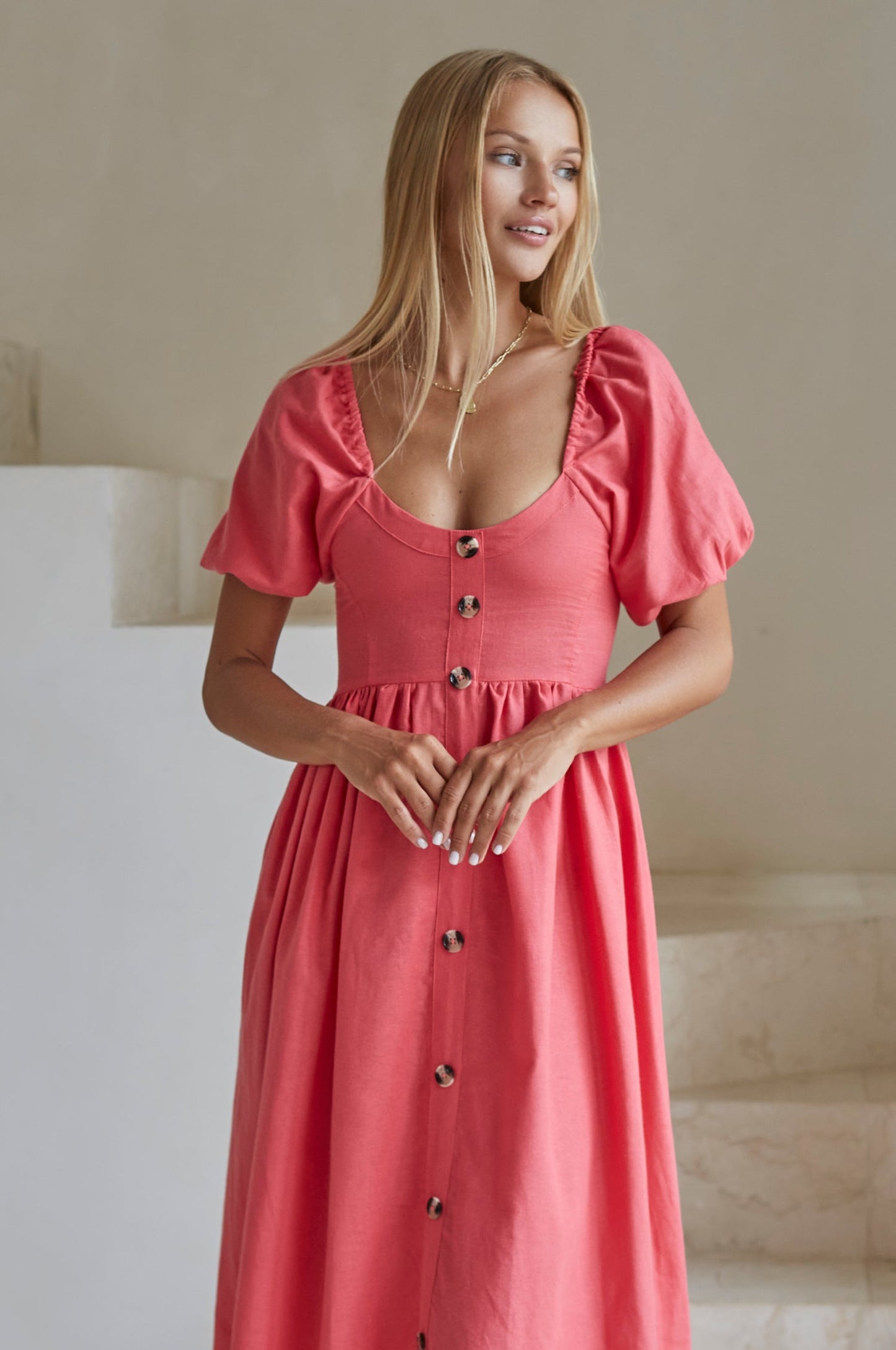 Adelisse | Romantic Midi Dress in 100% Linen