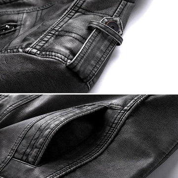 Isak | Leather jacket with stand-up collar and zippered pocket