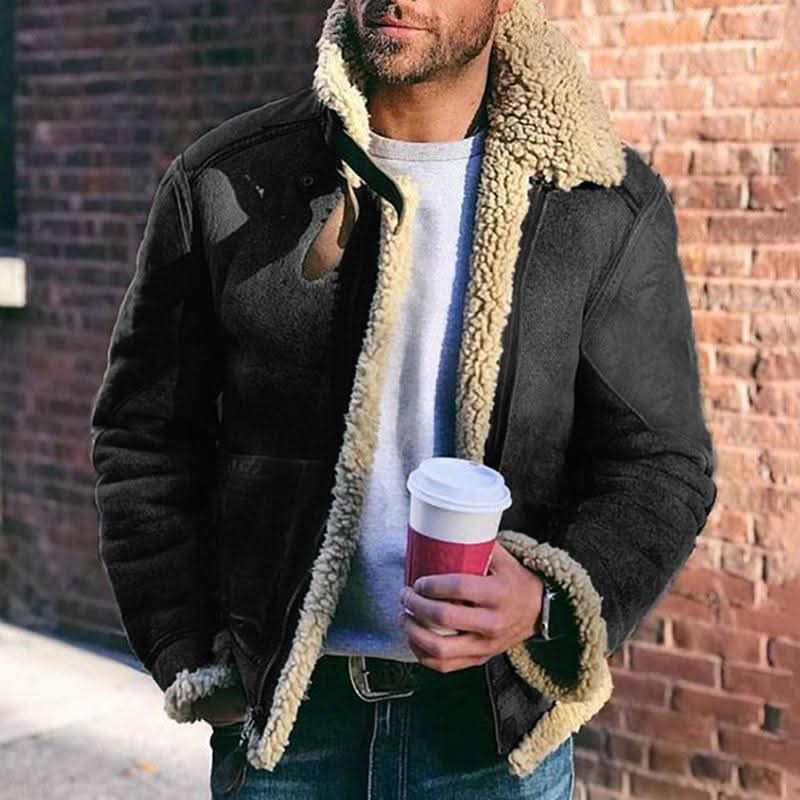 Leather men's jacket with sheepskin – Classic aviator style for timeless elegance