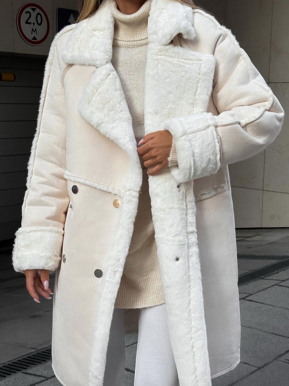 LISE™ | Long Fleece Trenchcoat with Zipper & Braided Elegance