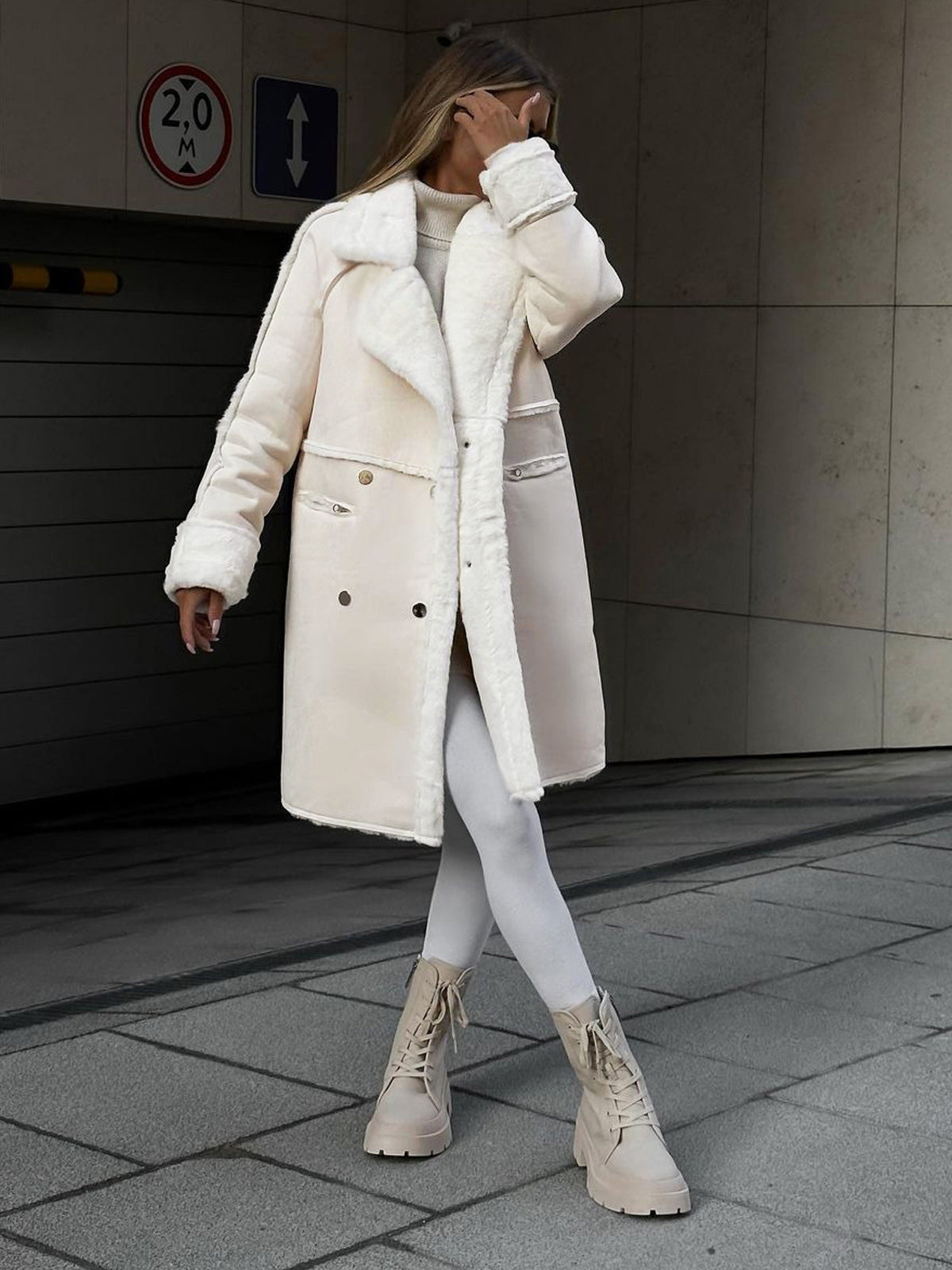 LISE™ | Long Fleece Trenchcoat with Zipper & Braided Elegance