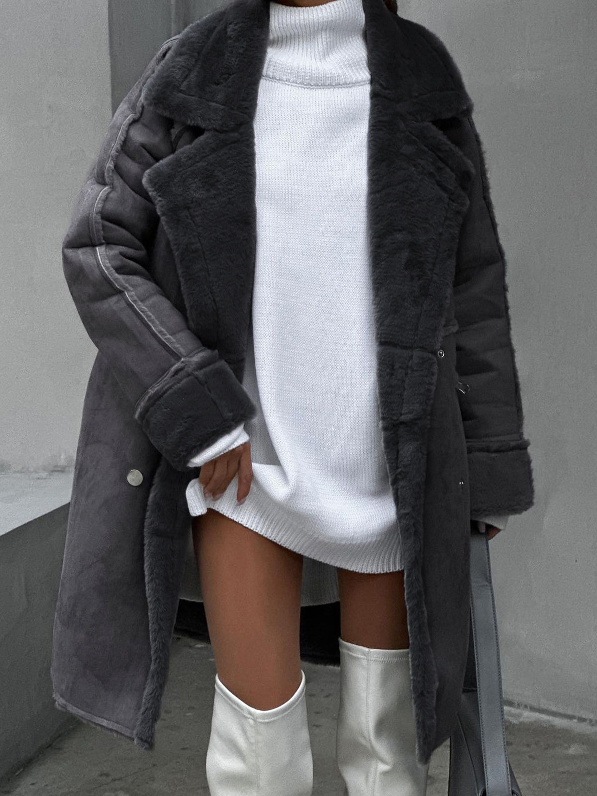 LISE™ | Long Fleece Trenchcoat with Zipper & Braided Elegance