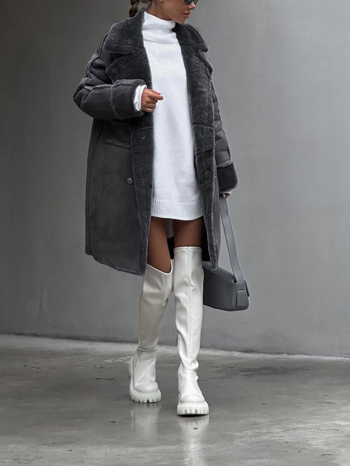 LISE™ | Long Fleece Trenchcoat with Zipper & Braided Elegance