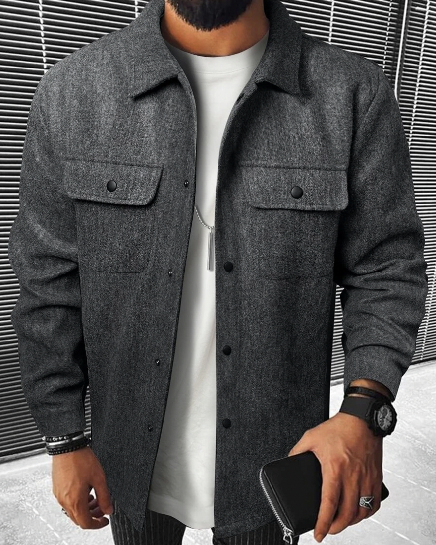 Nils – Relaxed Long-Sleeved Shirt with Buttons and Chest Pockets
