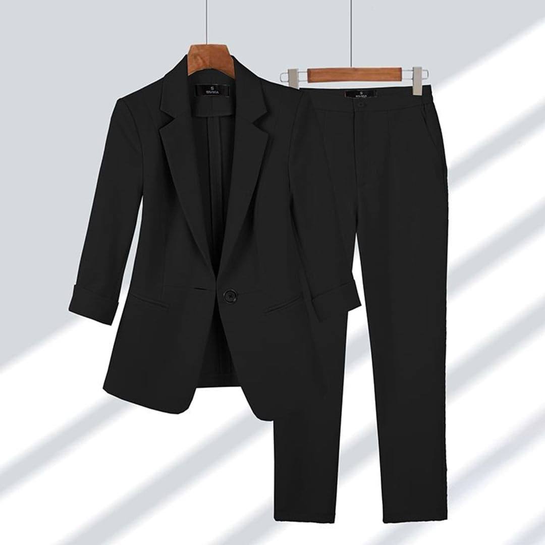 Annelie – Elegant blazer med notch-revers og matchende buksesæt