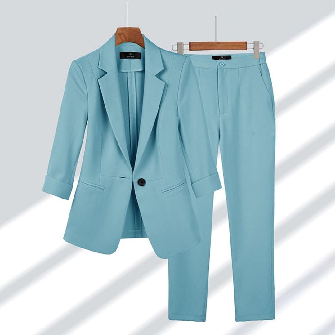 Annelie – Elegant blazer med notch-revers og matchende buksesæt