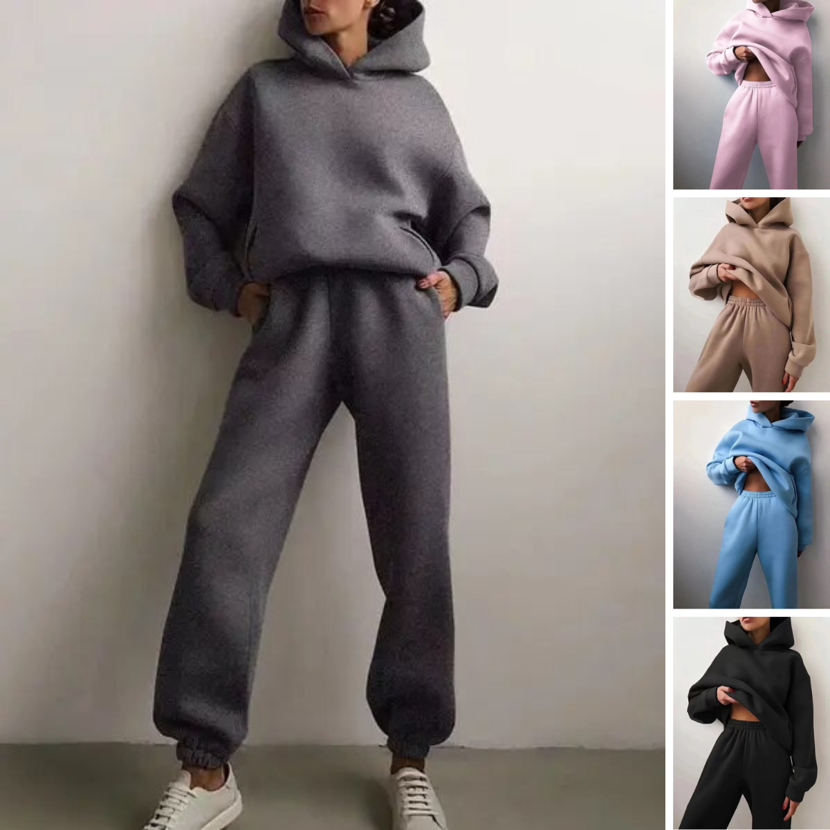 Orlinda – Avslappnat Dambyxa- och Hoodieset med Elastiska Muddar