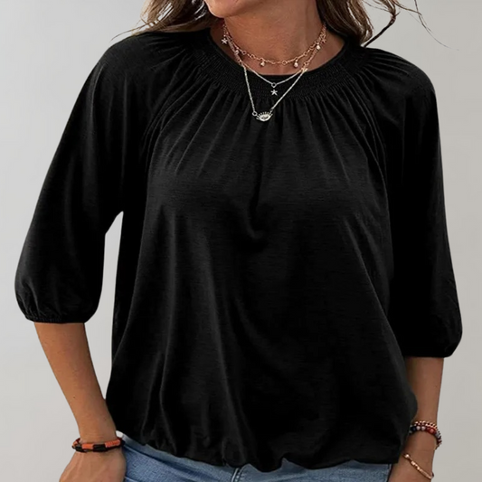 Celeste | Blouse with puff sleeve and smocked neckline