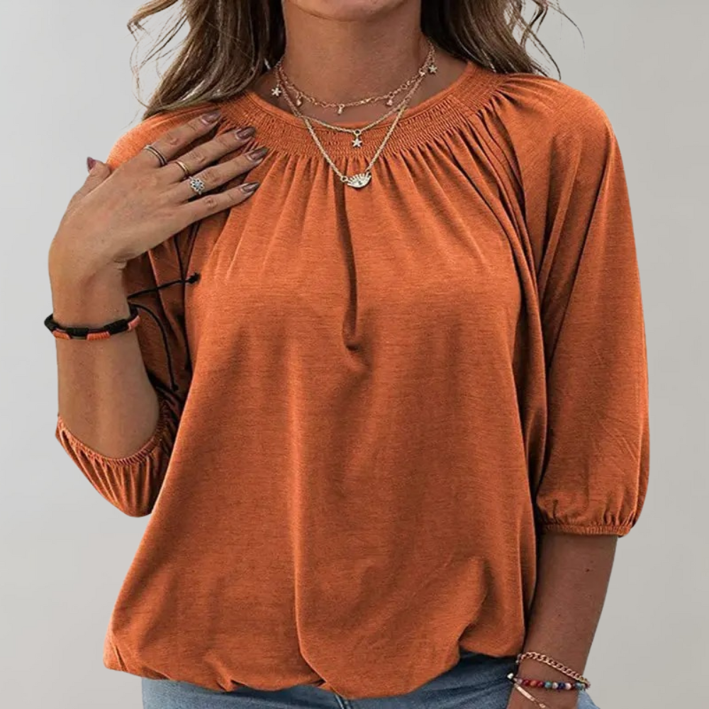Celeste | Blouse with puff sleeve and smocked neckline