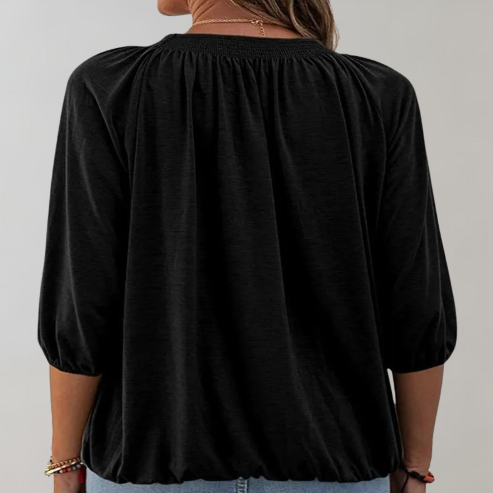 Celeste | Blouse with puff sleeve and smocked neckline
