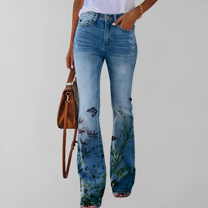 Blondina | Straight Jeans with Floral Touch
