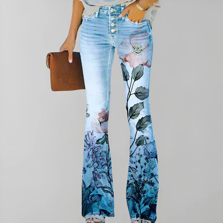 Blondina | Straight Jeans with Floral Touch
