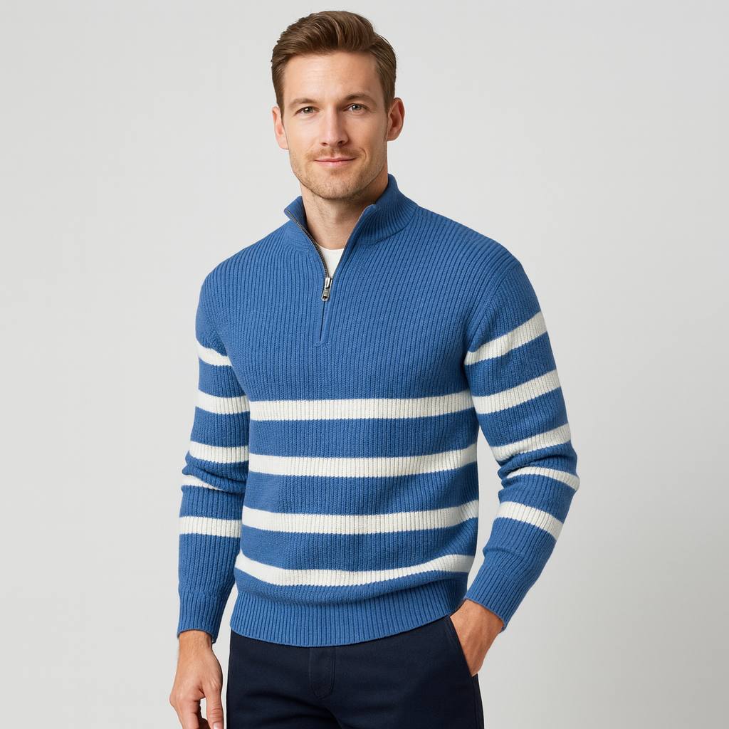 Rickard | Men's Striped Quarter-Zip Sweater – Soft and Stylish