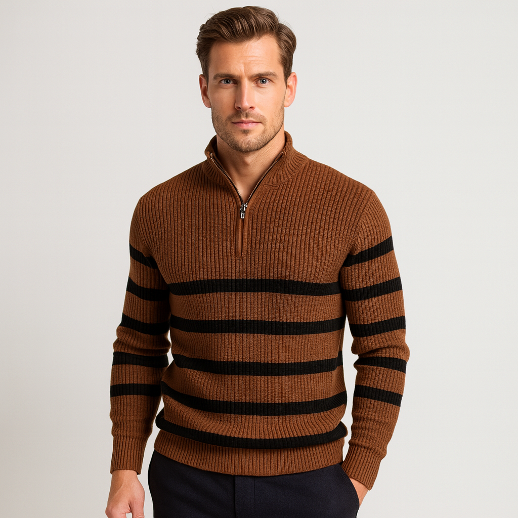 Rickard | Men's Striped Quarter-Zip Sweater – Soft and Stylish