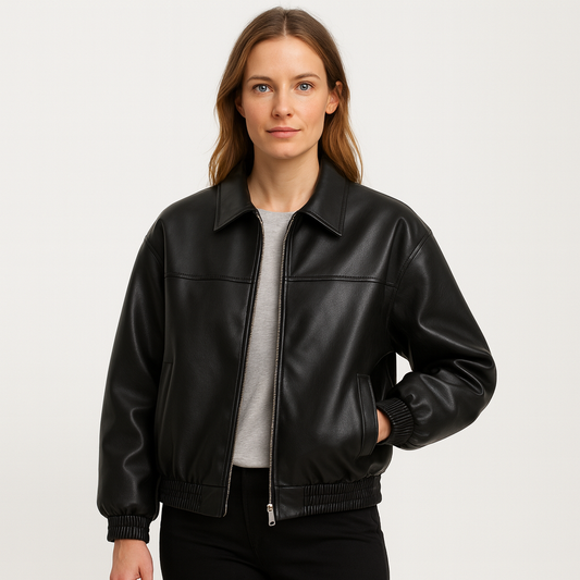 Melina | Vintage Oversized Vegan Leather Coat – Timeless Women's Jacket