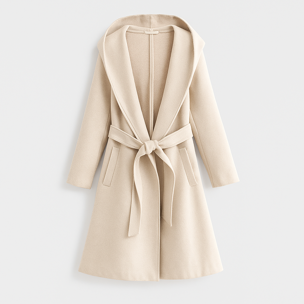 Carina | Women's Long Winter Coat with Belt and Hood