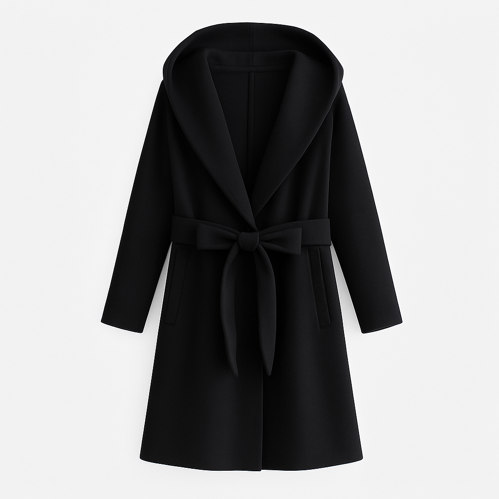 Carina | Women's Long Winter Coat with Belt and Hood