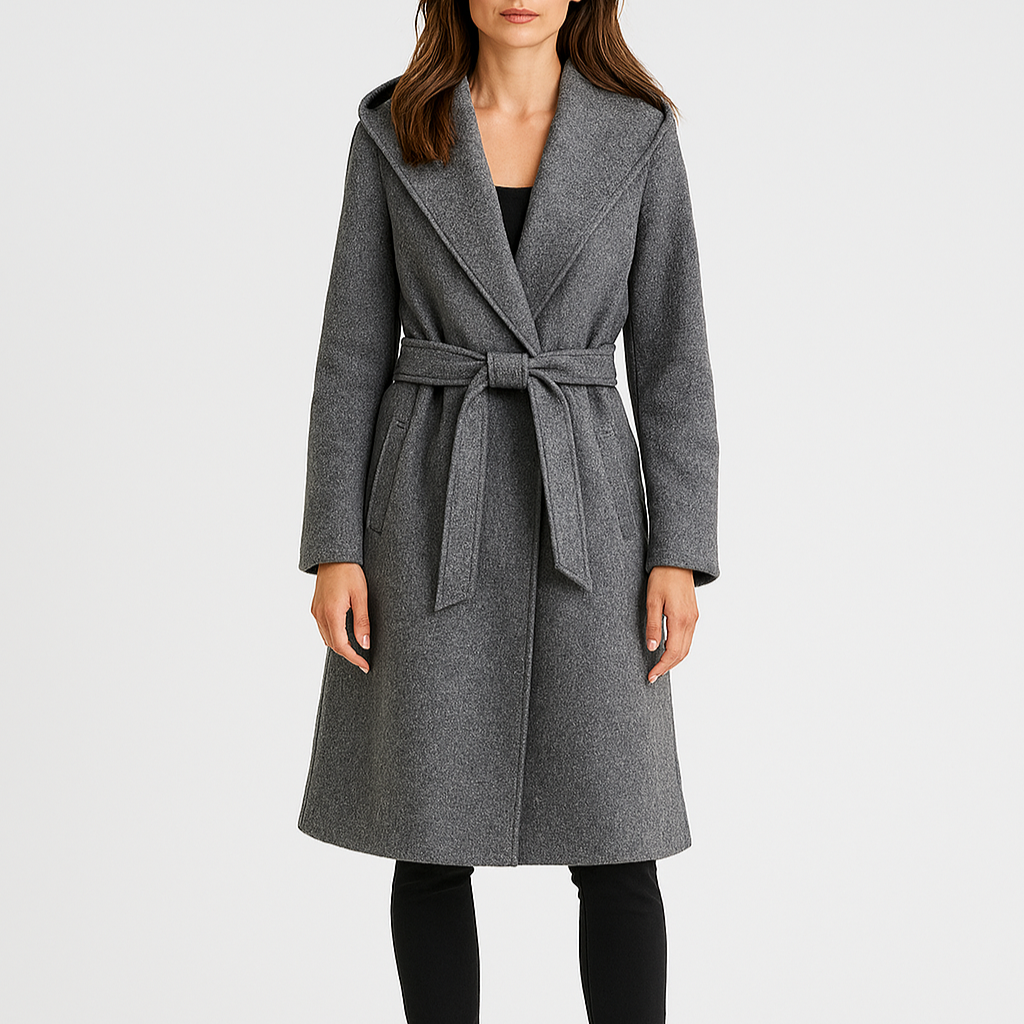 Carina | Women's Long Winter Coat with Belt and Hood