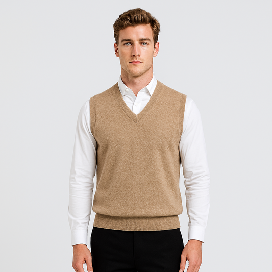 Norrskenberg™ | Men's Cashmere Vest with V-Neck | Knitted Premium Cashmere Sweater