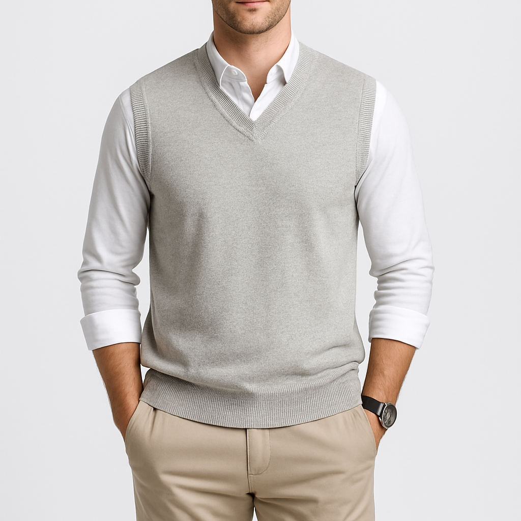 Norrskenberg™ | Men's Cashmere Vest with V-Neck | Knitted Premium Cashmere Sweater
