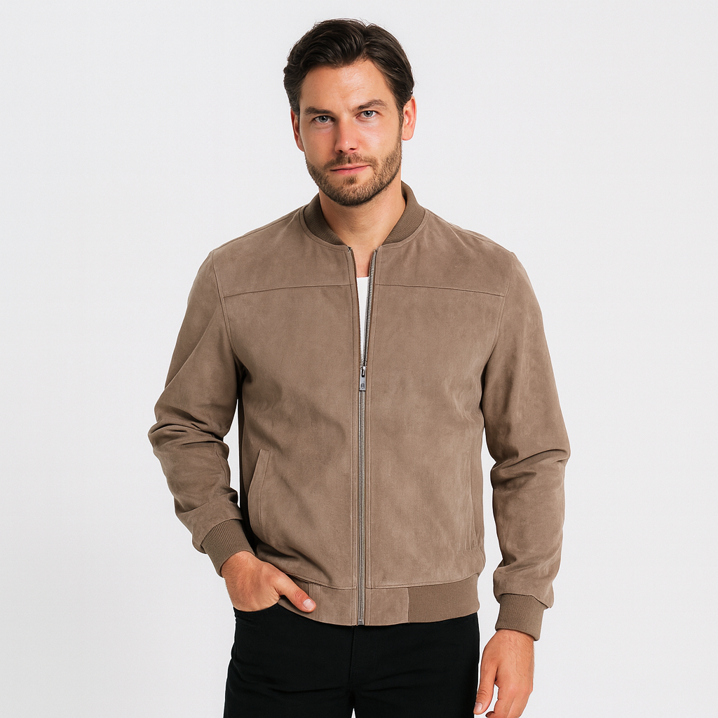 Bastian Bomber Jacket for Men – Soft Faux Suede
