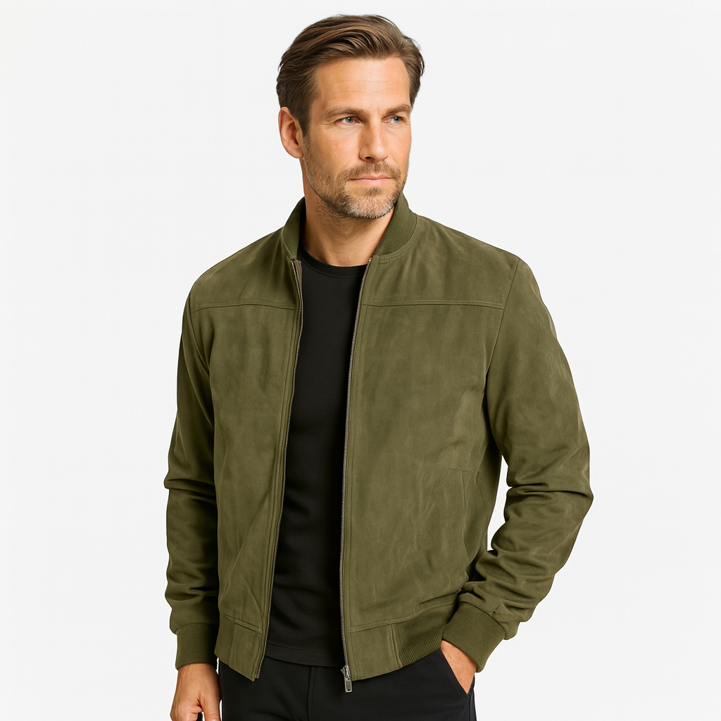 Bastian Bomber Jacket for Men – Soft Faux Suede