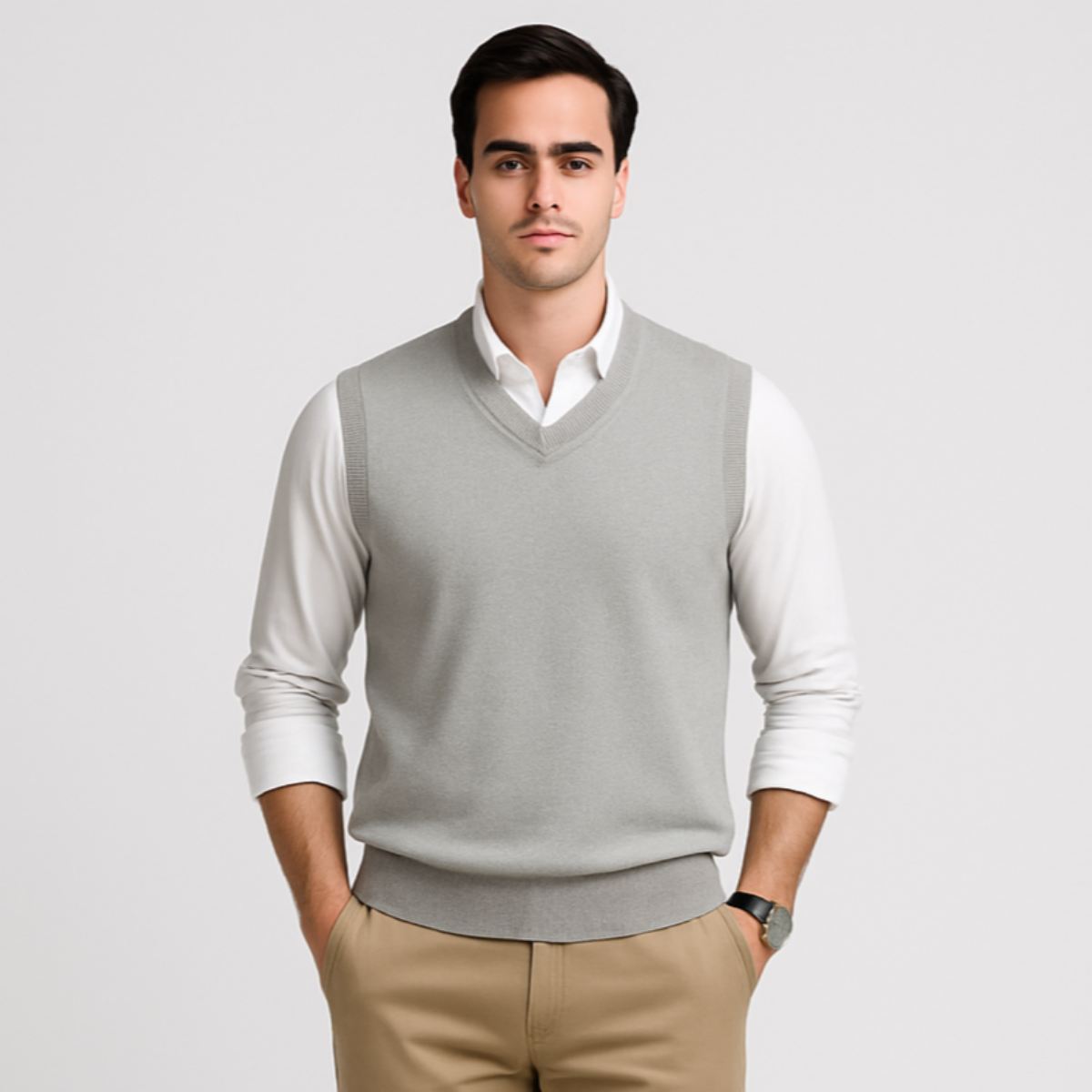 Norrskenberg™ | Men's Cashmere Vest with V-Neck | Knitted Premium Cashmere Sweater