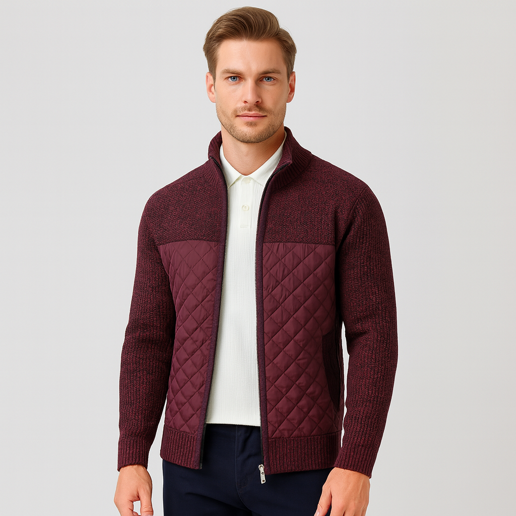 Aurel Quilted Men's Jacket – Knitted Cardigan Look