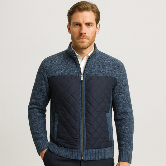 Aurel Quilted Men's Jacket – Knitted Cardigan Look